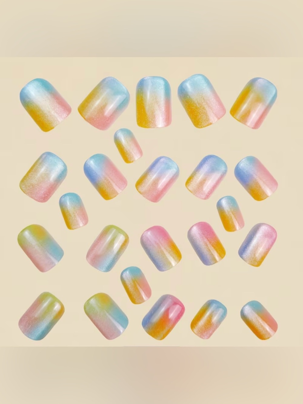 Multi-Color Pastel Ombre Press-On Nail Set - - Picture 5 of 8